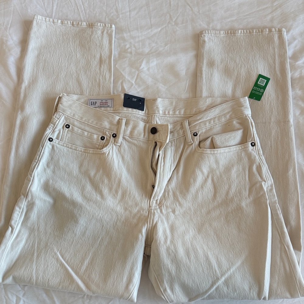 GAP straight Gapflex Off-White Denim Pants